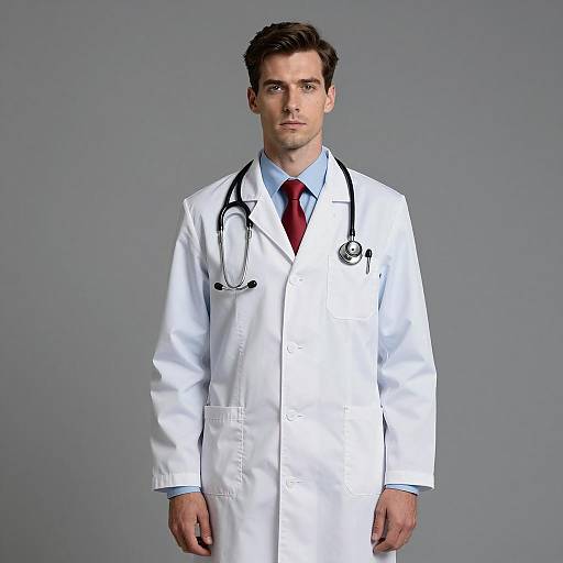Male Doctor in White Lab Coat with Stethoscope