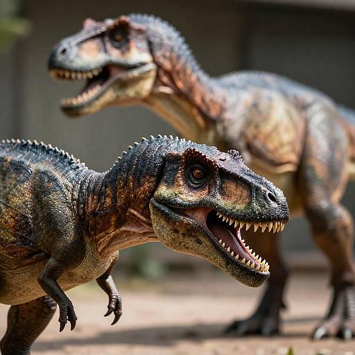 Dramatic Dinosaur Encounter in Sunlight