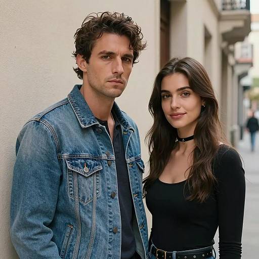 Urban Couple Portrait Against Colorful Wall