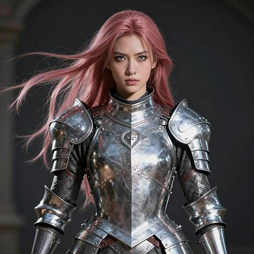 Fierce Warrior in Reflective Silver Armor