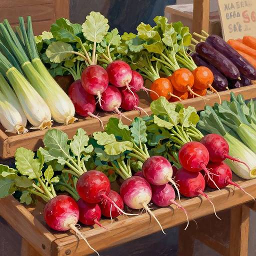 Colorful Hand-Painted Radish Market