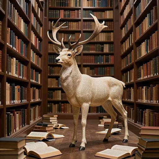 Antlered Deer in Endless Book Library