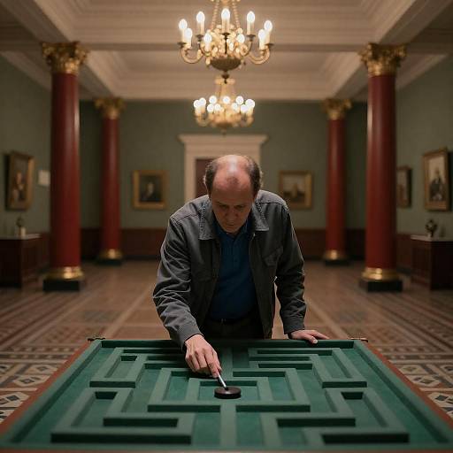 Focused Man in Grand Room Setting