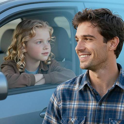 Smiling Man with Curly-haired Girl