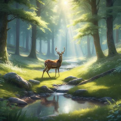 Serene Impressionist Forest Glade Scene