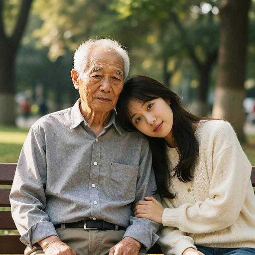 Sunlit Park Bench Cozy Embrace