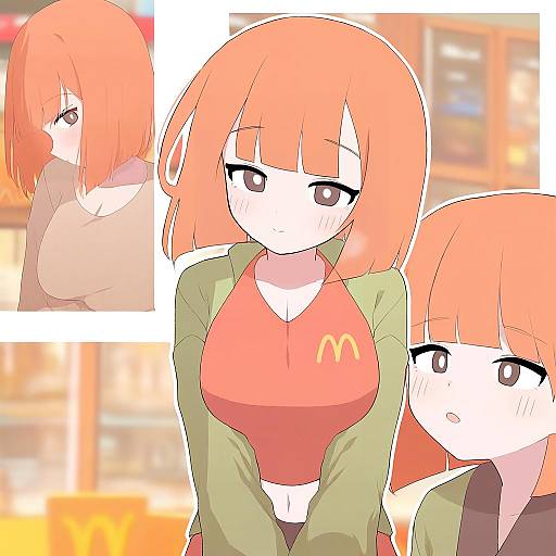 Illustration of Mother (yoru mac), mcdonald's in the style of Hagoonha