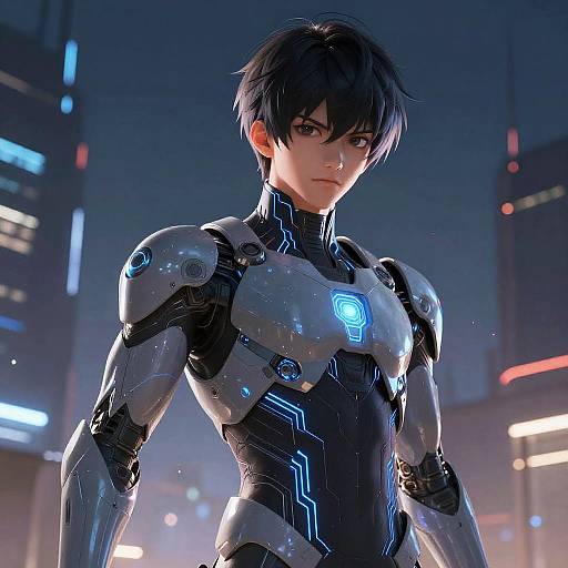 Futuristic Anime Boy in Armor