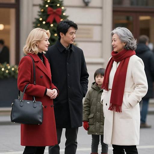 Winter Street Conversation with Holiday Decor