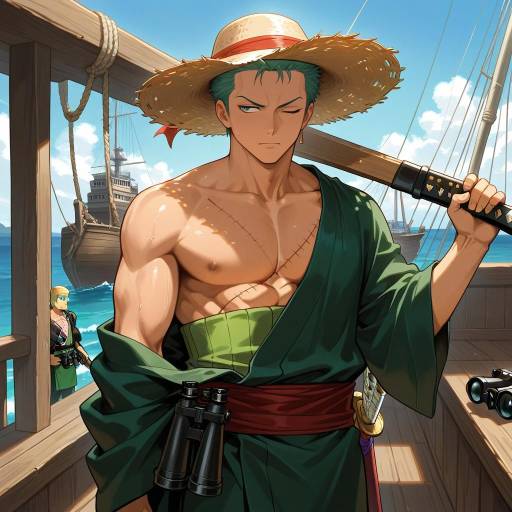 Adventurous Roronoa Zoro with Weapons