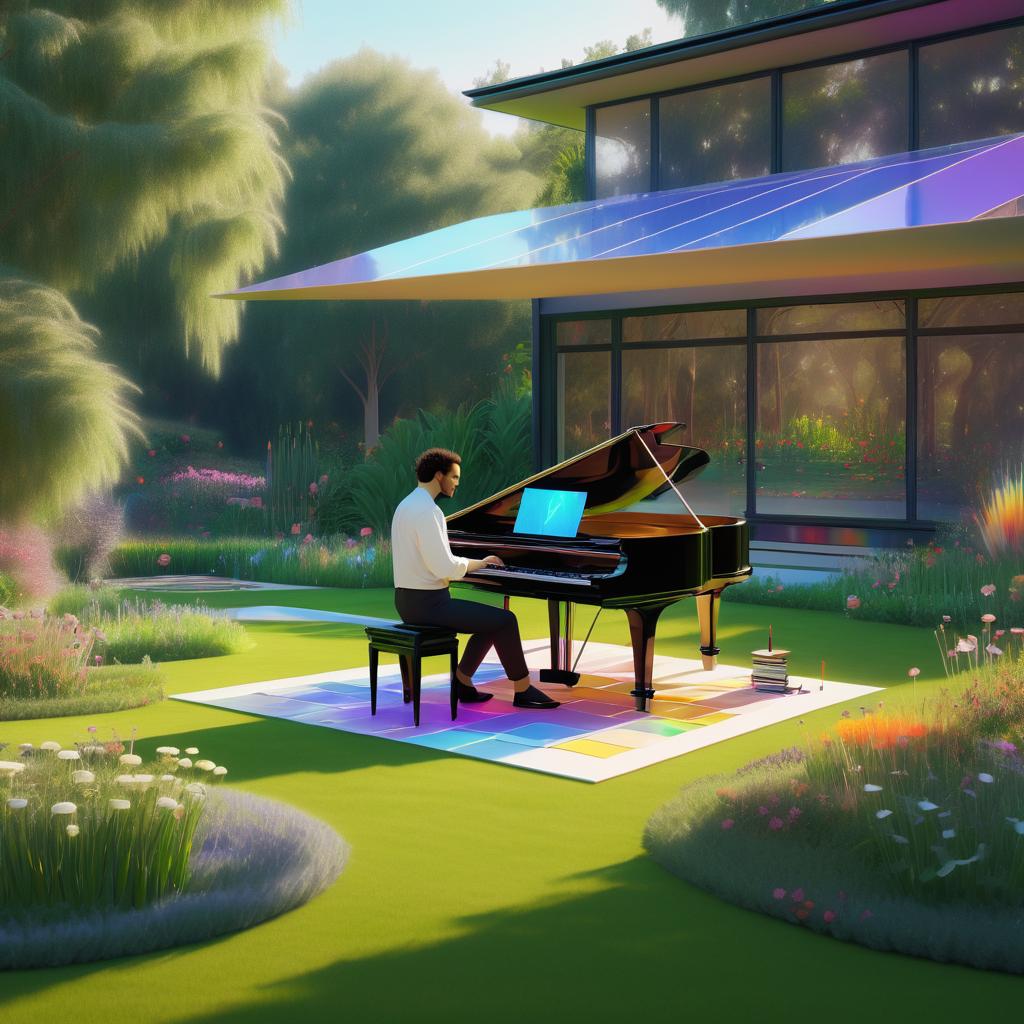 Musician in Serene Garden Studio