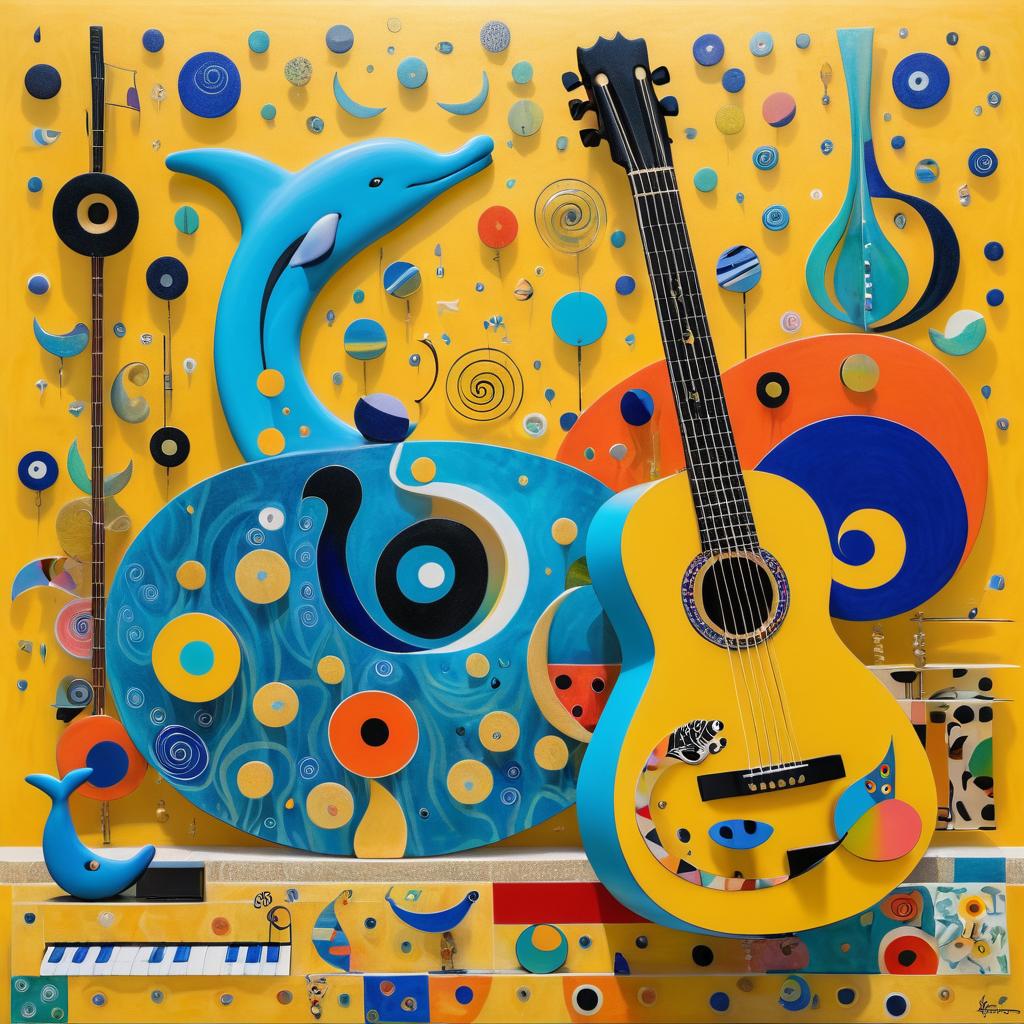 Surreal Still-Life: Guitar and Dolphin Fusion