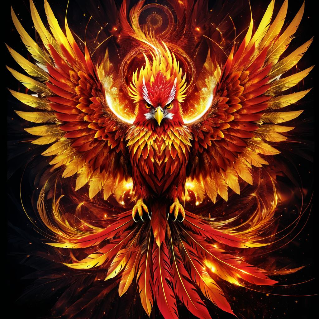 Majestic Phoenix Soaring Through Flames