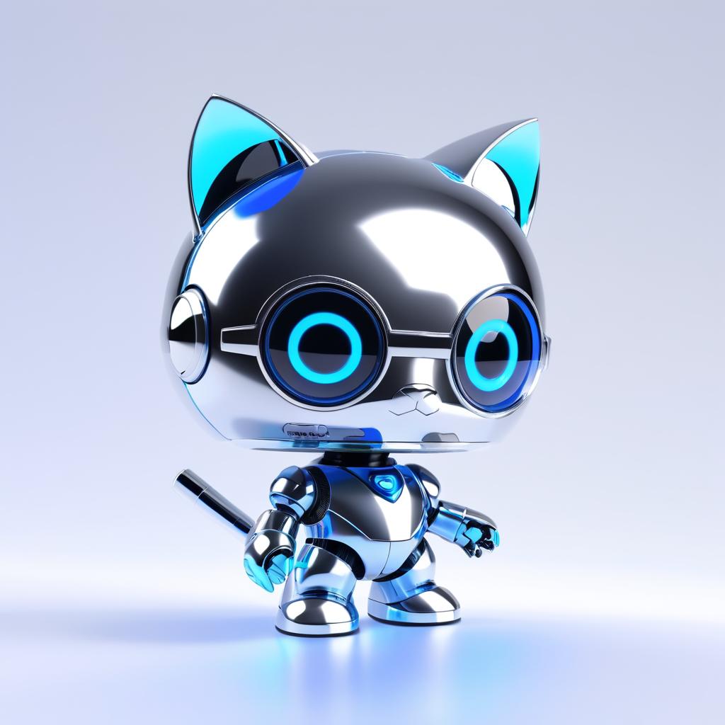 Curious RoboCop Cat in Pop Mart Style