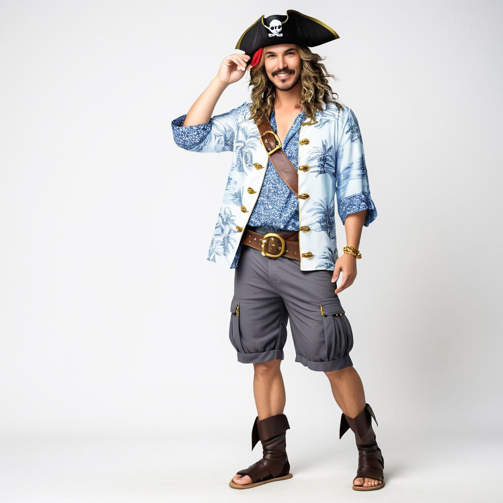 Cheerful Pirate Navigator Full Body Shot