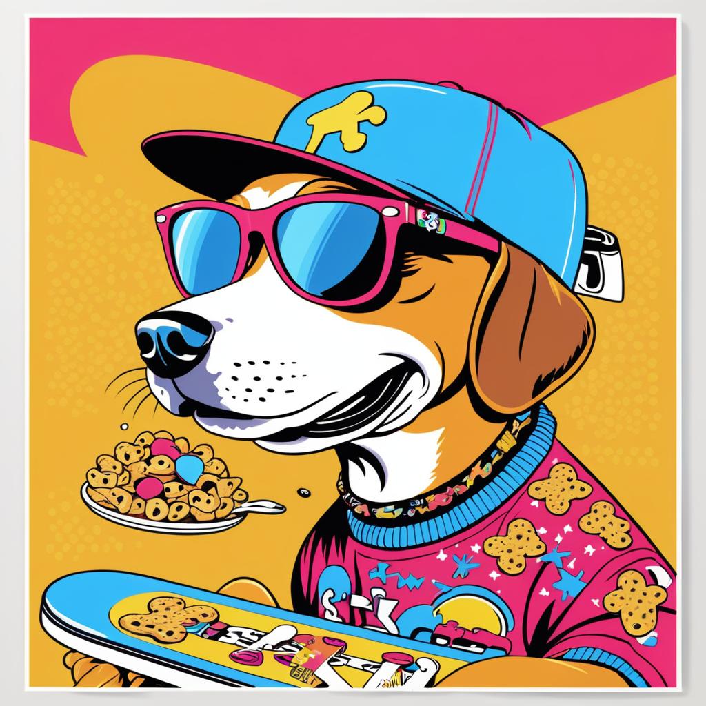 Cool Skateboard Dog Cereal Poster Art