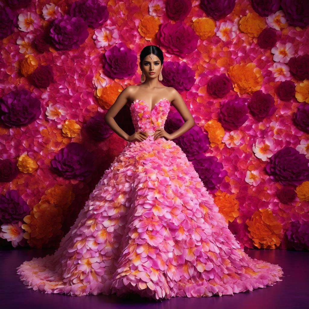 Charming Indian Model in Floral Gown