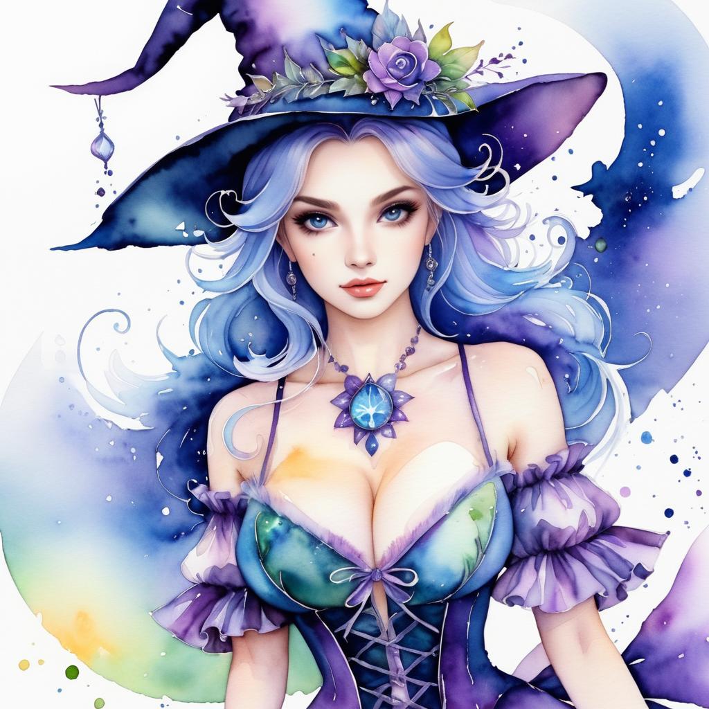 Whimsical Watercolor Fairy Tale Witch