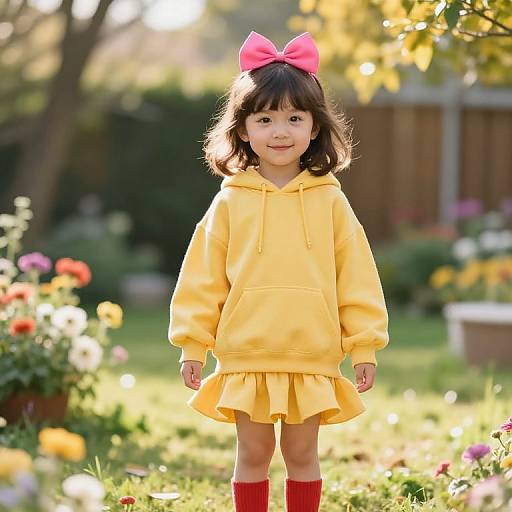 Cheerful Girl in Cozy Playful Outfit