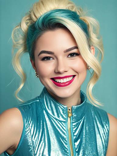 Cheerful Pop Star Headshot, Styled Hair