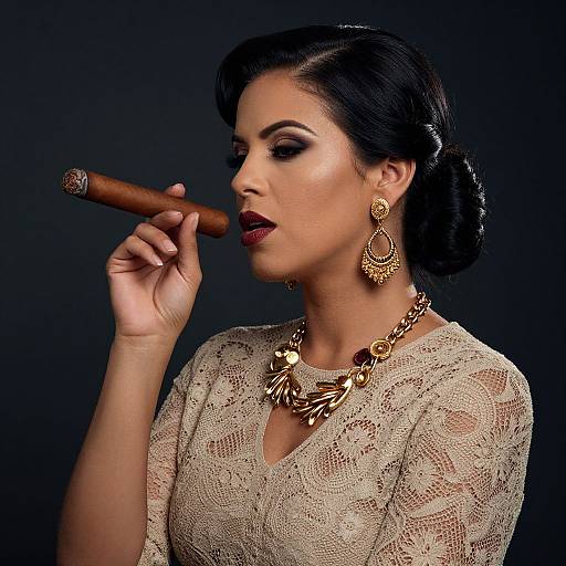 Elegant Cuban Woman with Cigar