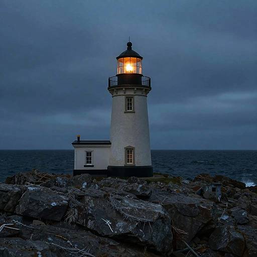 Wistful Lighthouse on Stormy Coastline