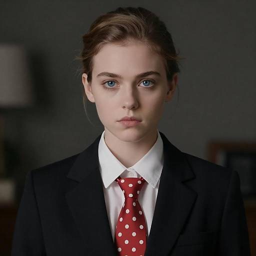 Serious Blue-Eyed Woman in Blazer