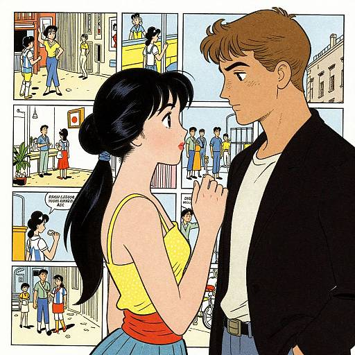 Young Couple in European Comic Style