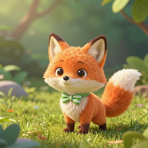 Cute 3D Cartoon Fox with Bow Tie