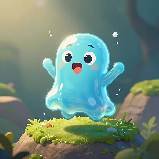 Playful Blue Slime Cartoon Art