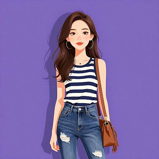 Casual Woman with Wavy Hair