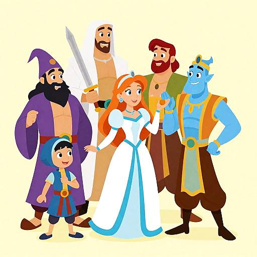 Colorful Cartoon Characters of Arabian Nights