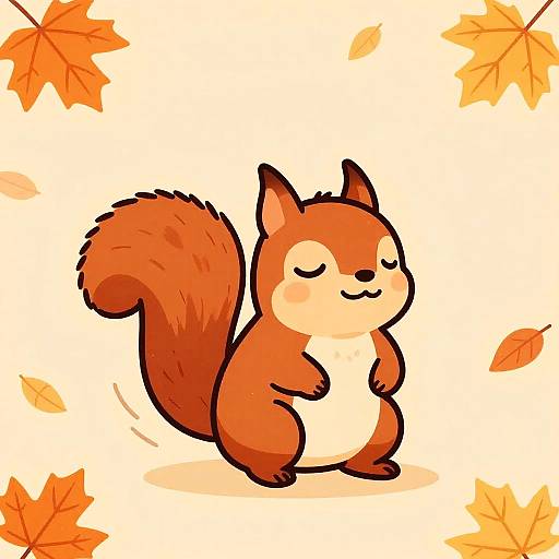 Cute Cartoon Red Squirrel Marker Art