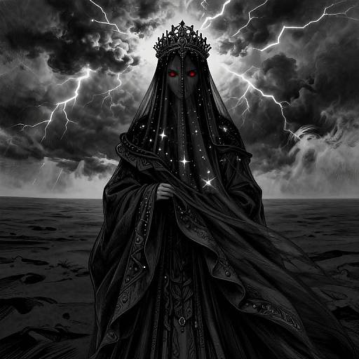 Veiled Empress Amid Thunderstorm
