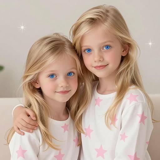 Charming Illustration of Two Young Sisters