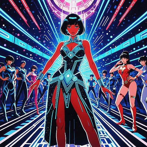 Cybernetic Diva in Neon Futuristic Club