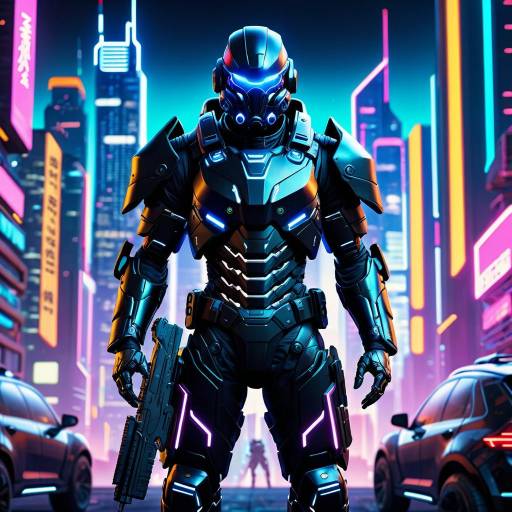 Futuristic Cybernetic Warrior in Dystopia