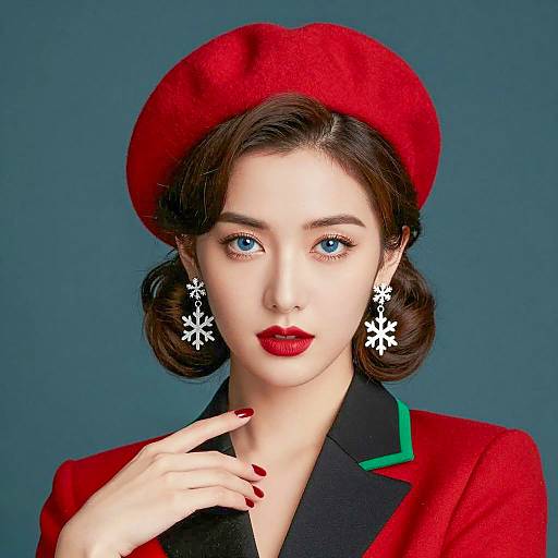 Elegant Woman in Red and Black Attire