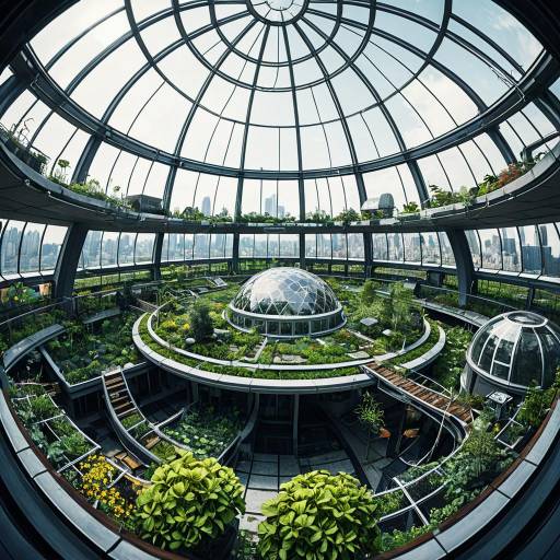 Futuristic Rooftop Garden Under Glass Dome