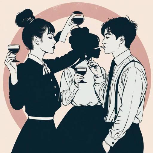 Elegant Silhouette of Two Drinkers