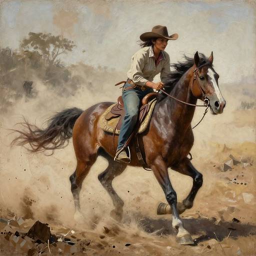 Cowgirl Racing on Horseback