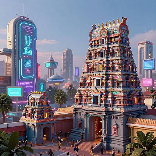 Futuristic Tamil Digital Cityscape