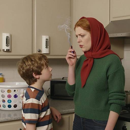 Intense Moments in a Cozy Kitchen