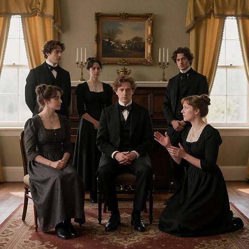 Victorian Gathering: Portrait of Five People