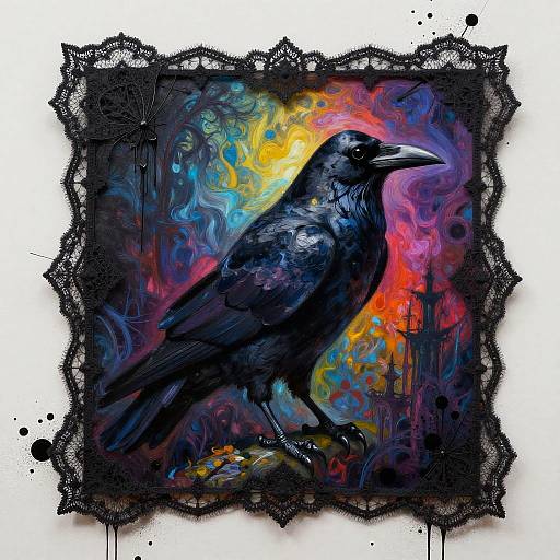 Expressionistic Midnight Raven Art