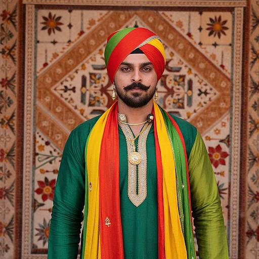 Vibrant South Asian Man in Traditional Attire