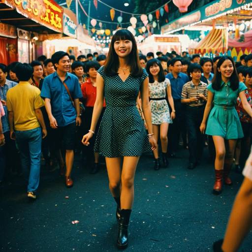 Retro Goddess at Colorful Street Carnival