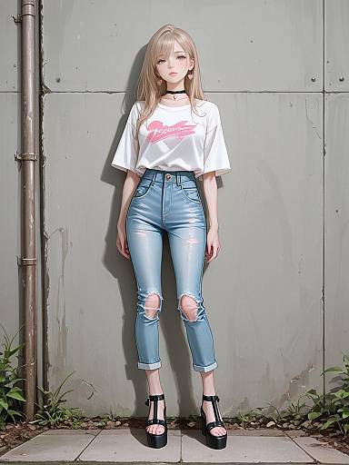 Casual Woman in Stylish Denim Outfit