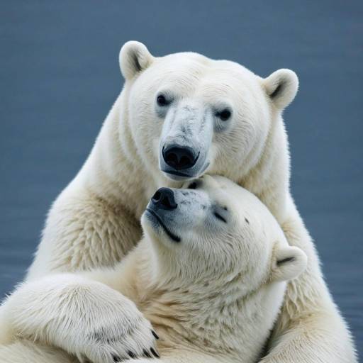 Affectionate Polar Bear and Bird Embrace