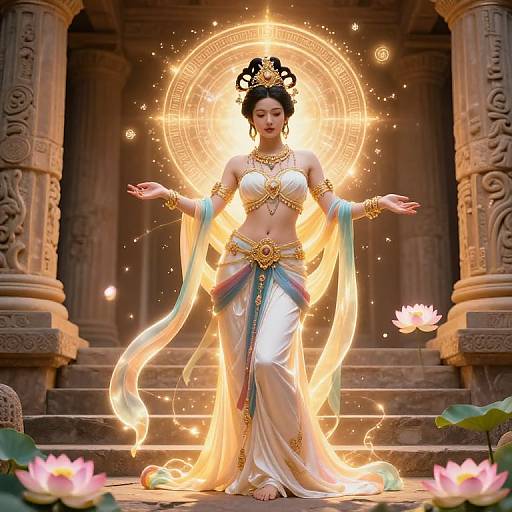 Bustiest Goddess on Ancient Temple Steps